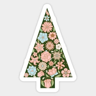 Pastel Flowers Christmas Trees Sticker